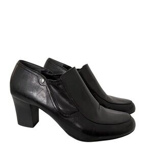 Franco Sarto Black Leather Heeled Booties